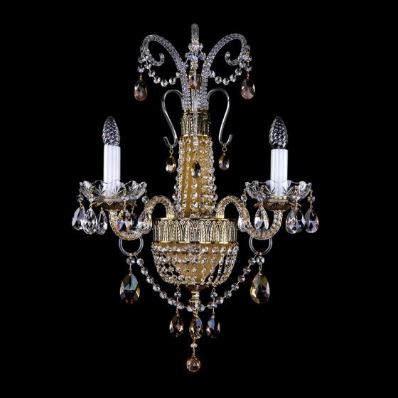 Crystal Wall Lamp NADINE II. BRASS ANTIQUE CE - 8003