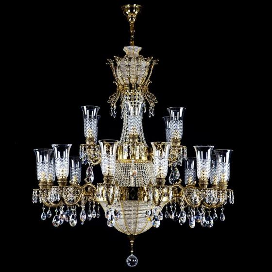 Luxurious Crystal CHANDELIER CROWN BRASS ANTIQUE CE