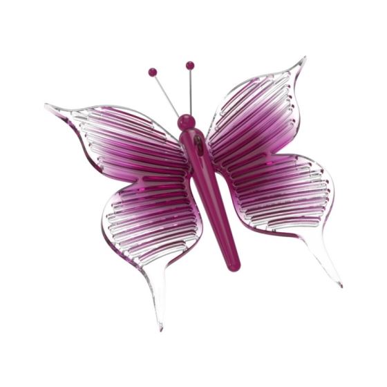 Decorative clear and pink glass butterfly