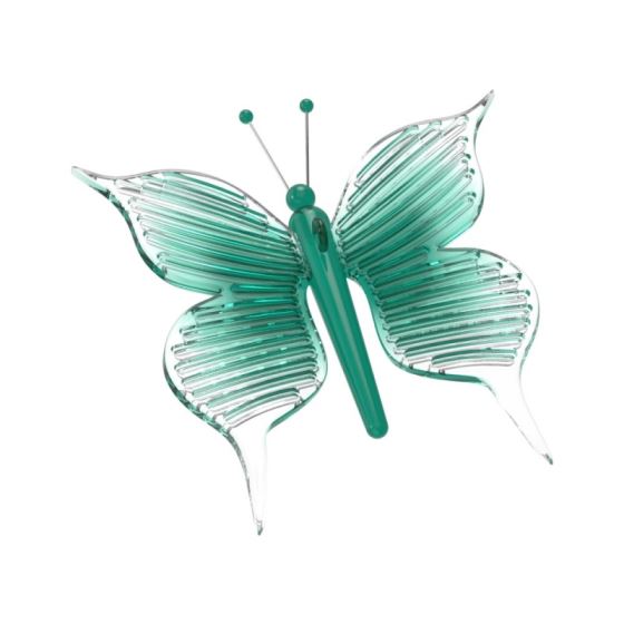 Decorative clear and turquoise glass butterfly