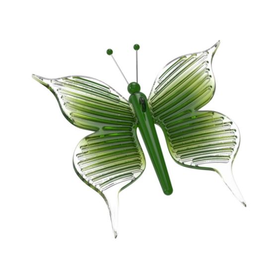 Decorative clear and green glass butterfly