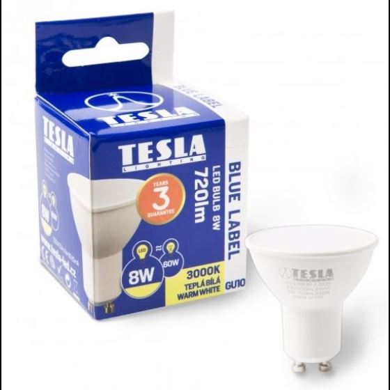 LED bulb GU10 230V 8W 720lm 3000K white warm
