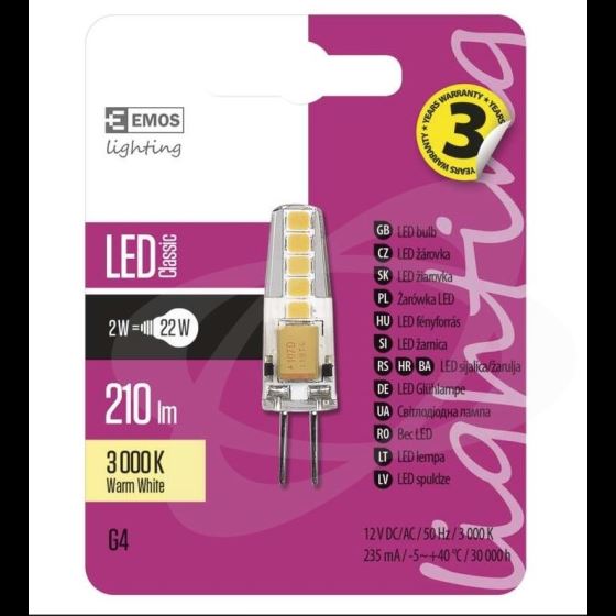 LED bulb G4 2W 210lm 3000K white warm