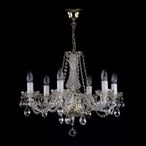 Crystal chandelier RADKA VI. FULL CUT R14 WHITE NICKEL CE