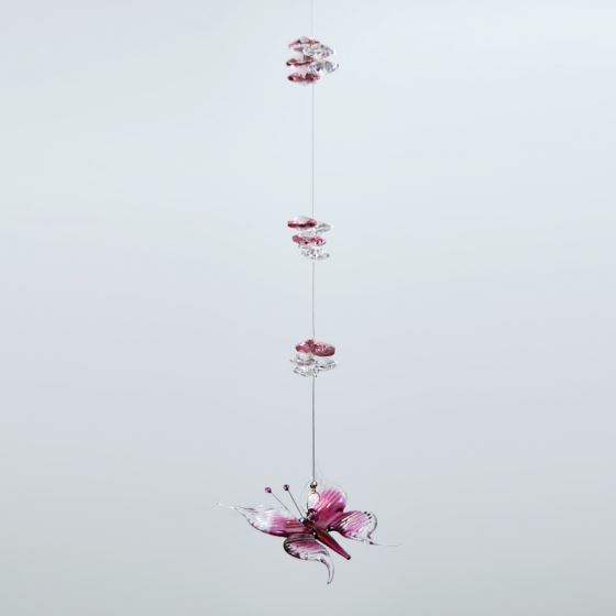 Decorative pendant with a pink glass butterfly