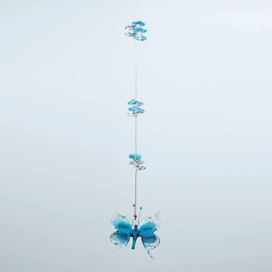 Decorative pendant with a turquoise glass butterfly