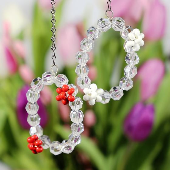 Beads eggs 2 pcs red and white