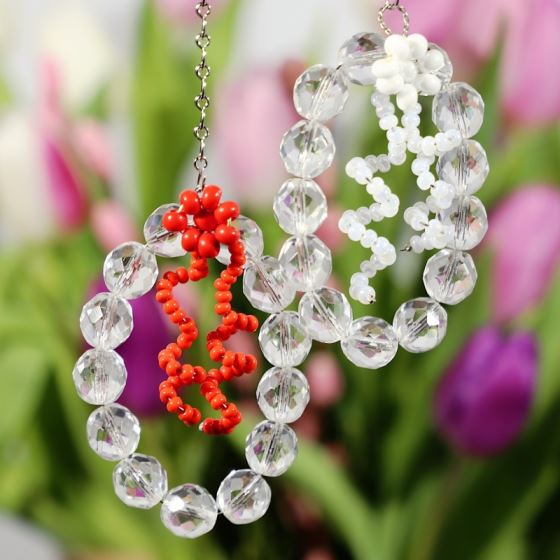 Beads eggs 2 pcs red and white ornament