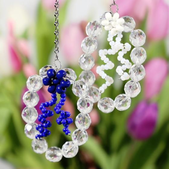 Beads eggs 2 pcs blue and white ornament