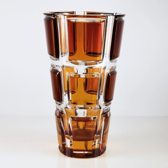 Glass vase squares design, height 23 cm