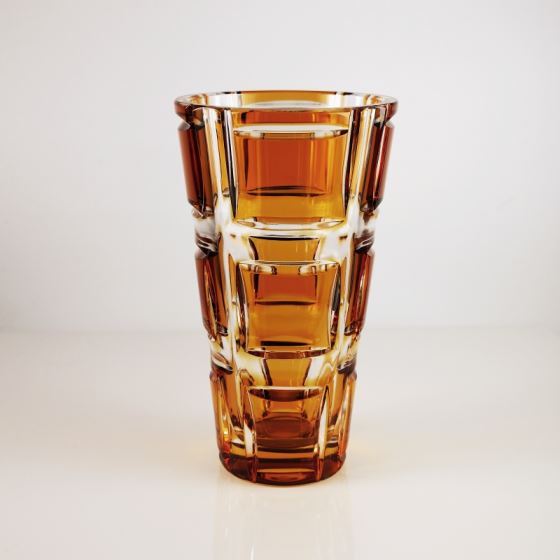 Glass vase squares design, height 18 cm