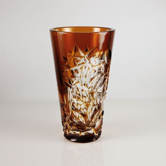 Glass vase - ornament design, height 18 cm