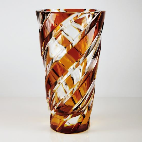 Glass vase - stripes design, height 23 cm