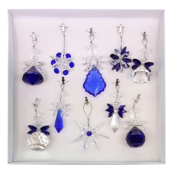 Set of ornaments 10 pcs – different shapes, dark blue