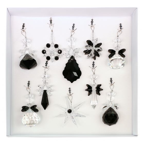 Set of ornaments 10 pcs – different shapes, black