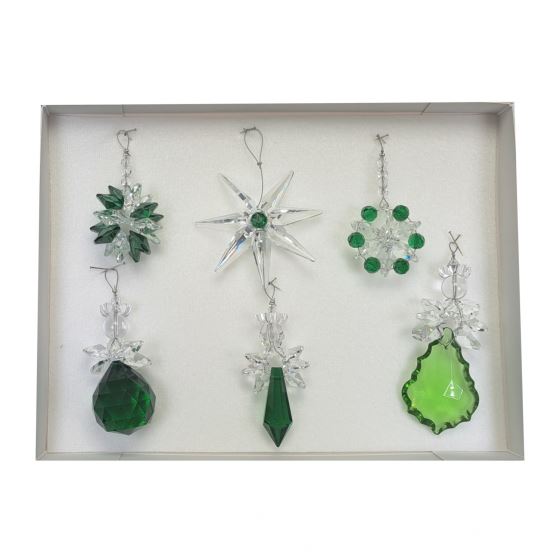 Set of ornaments 6 pcs – different shapes, dark green