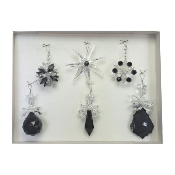 Set of ornaments 6 pcs – different shapes, black