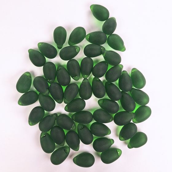 Glass wine-shaped trimmings 24/15 mm, dark green, 15 pcs in package