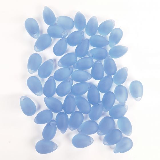 Glass wine-shaped trimmings 24/15 mm, light blue, 15 pcs in package